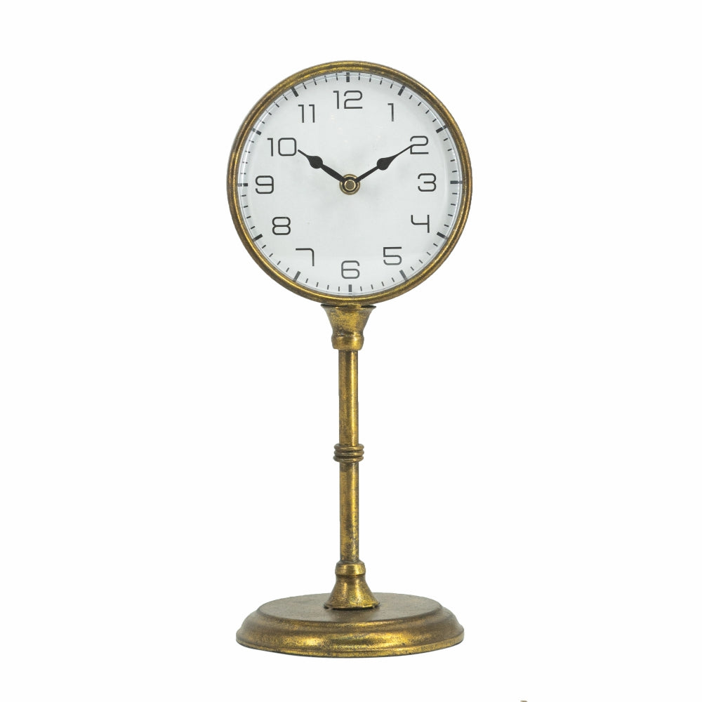 Vintage Inspired Gold Iron Table Clock