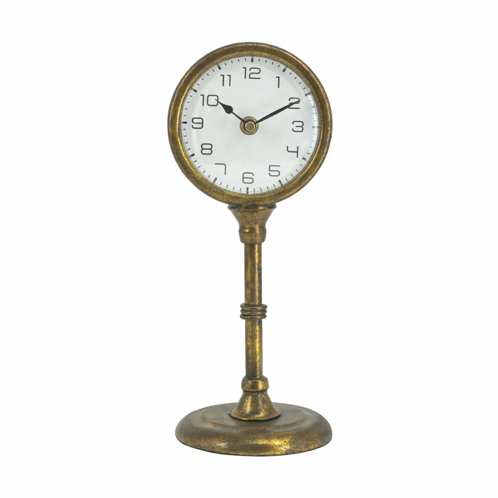 Vintage Inspired Gold Iron Table Clock