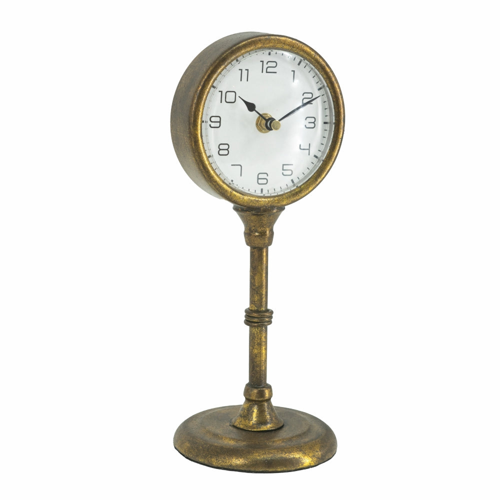 Vintage Inspired Gold Iron Table Clock