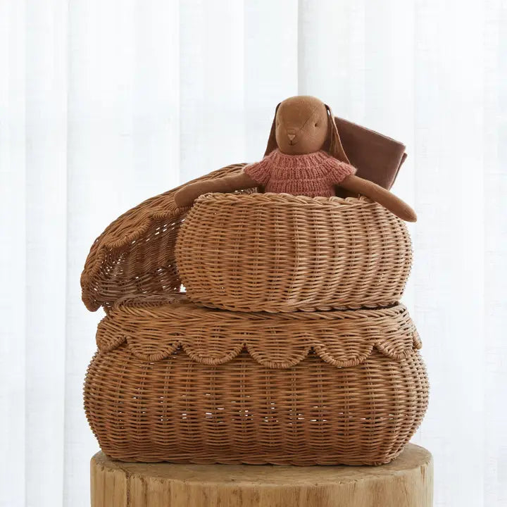 Flora Duo Rattan Basket Set - Mocca