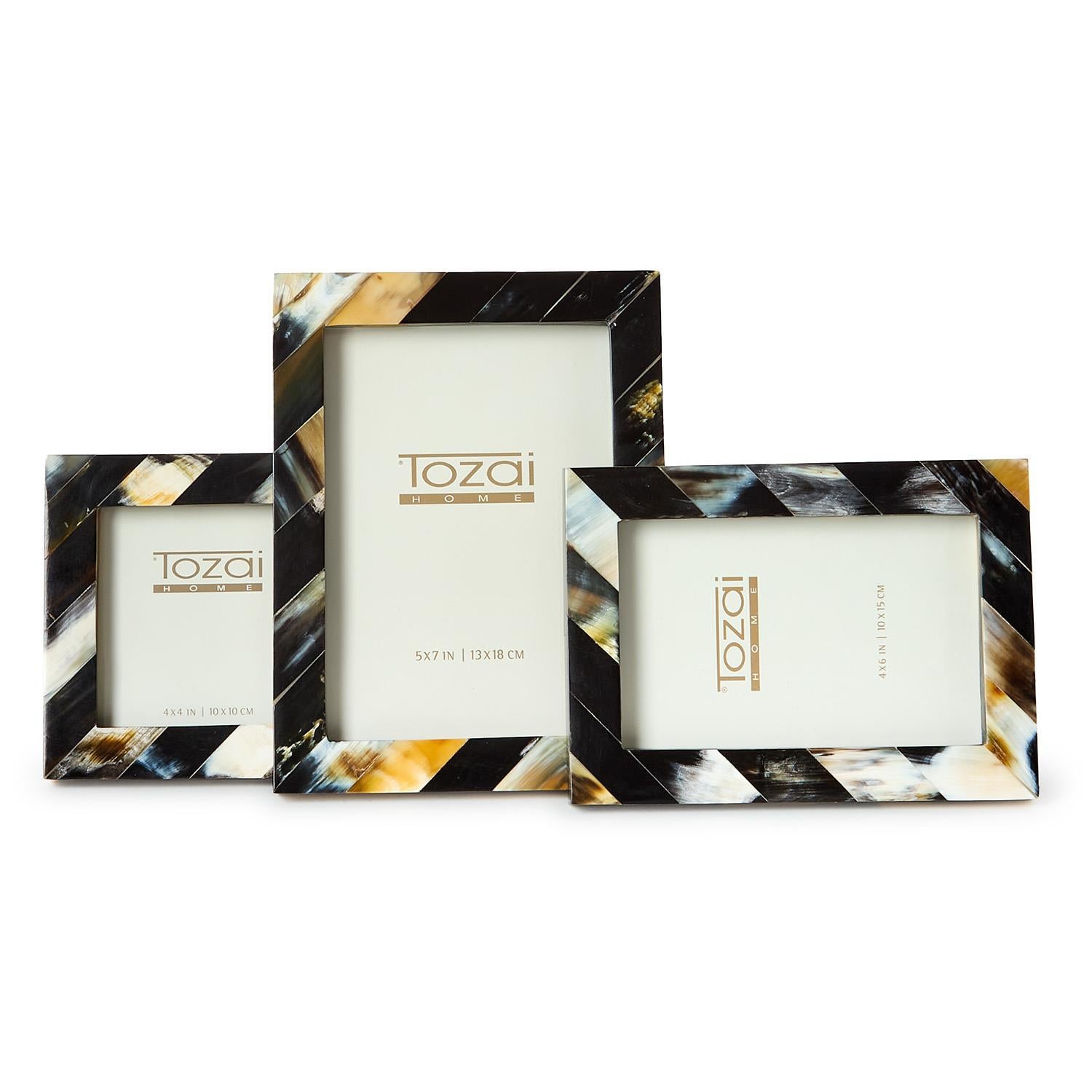 Set of 3 Savoy Black Horn Photo Frame