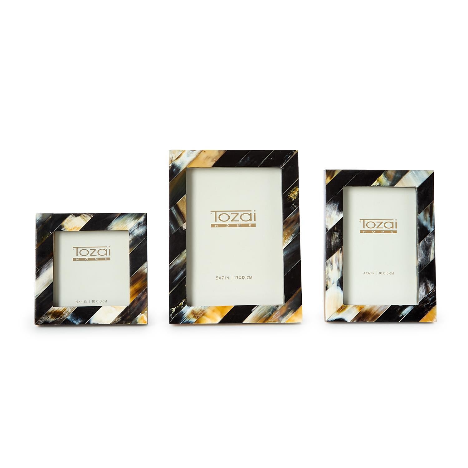 Set of 3 Savoy Black Horn Photo Frame