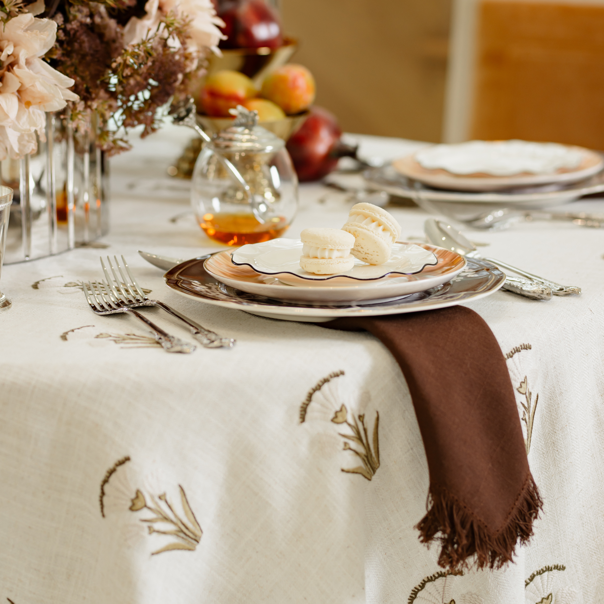 Brown Fringed Napkin Set of 6