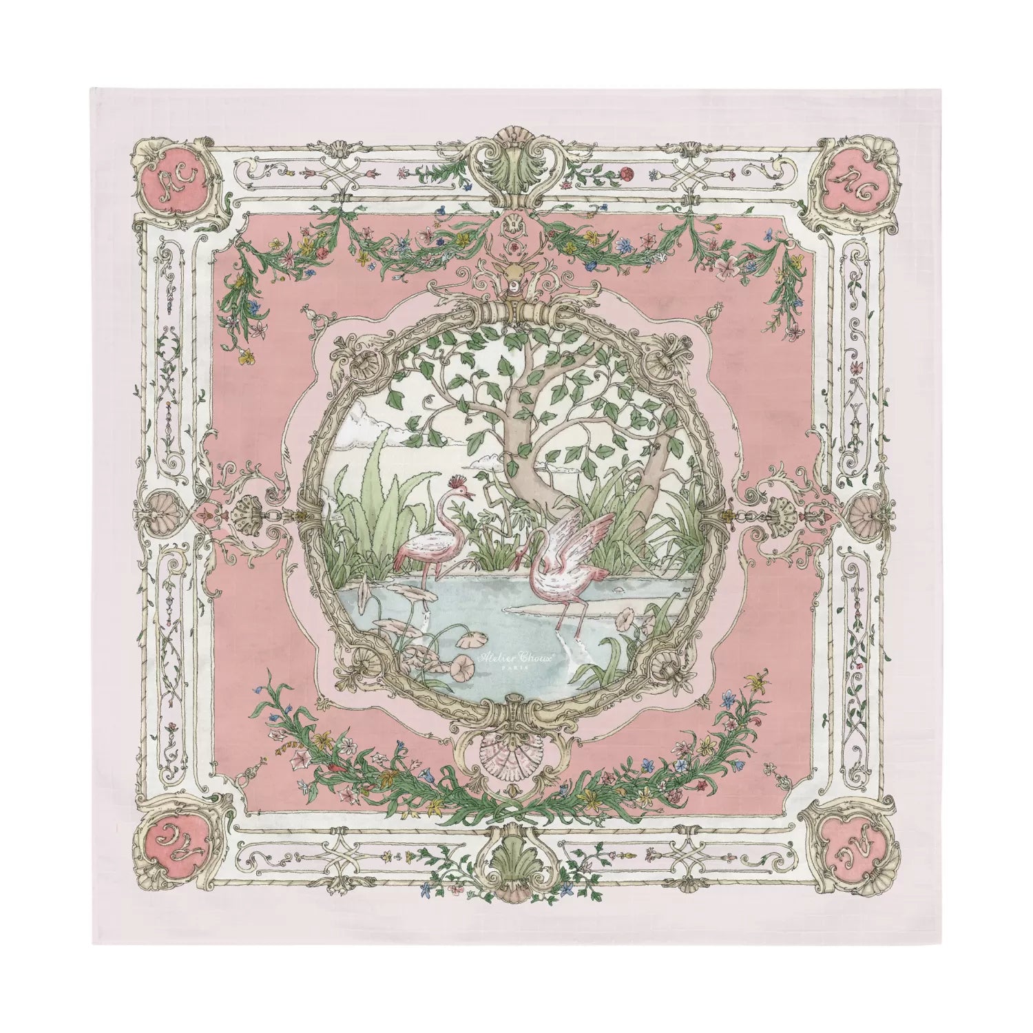 Atelier Choux Pink Tapestry Original Swaddle Blanket