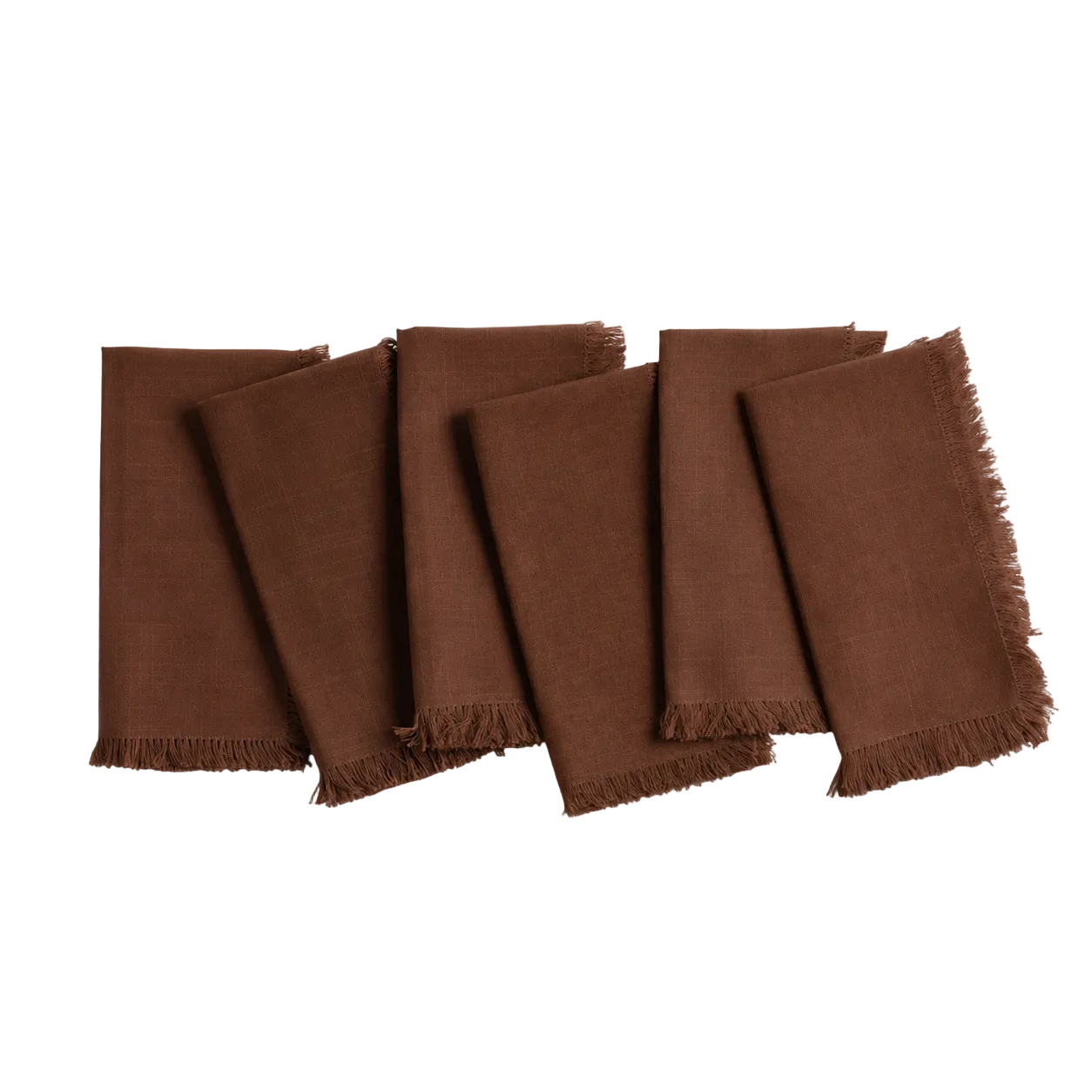 Brown Fringed Napkin Set of 6