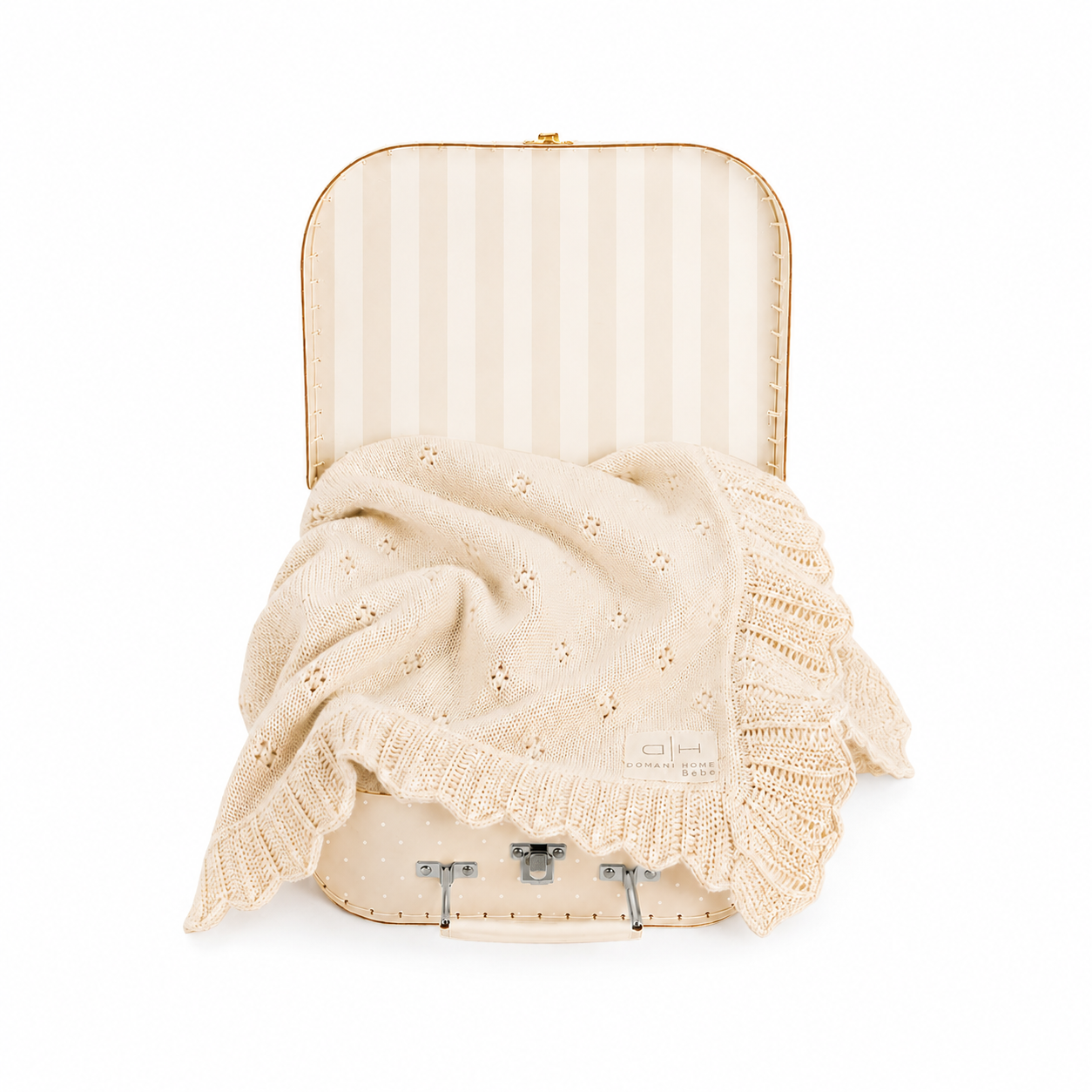 DH Scalloped Pointelle Blanket Natural