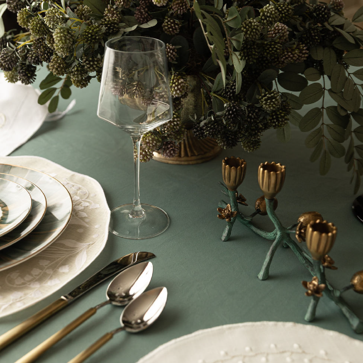 Floor Length Velveteen Cloth-Mint