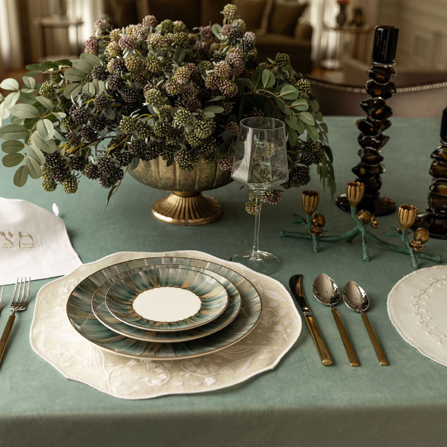 Floor Length Velveteen Cloth-Mint