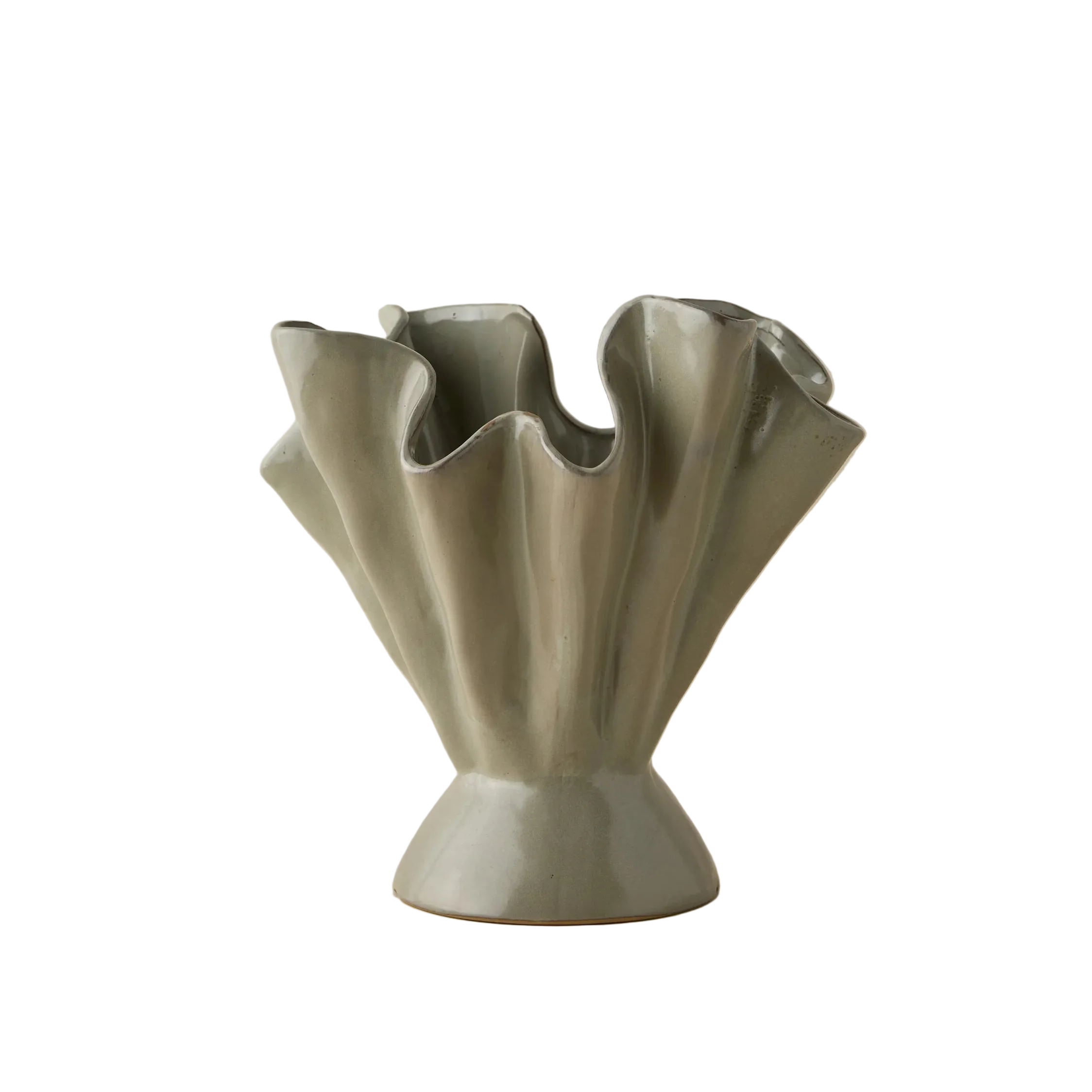 Stoneware Ruffled Vase