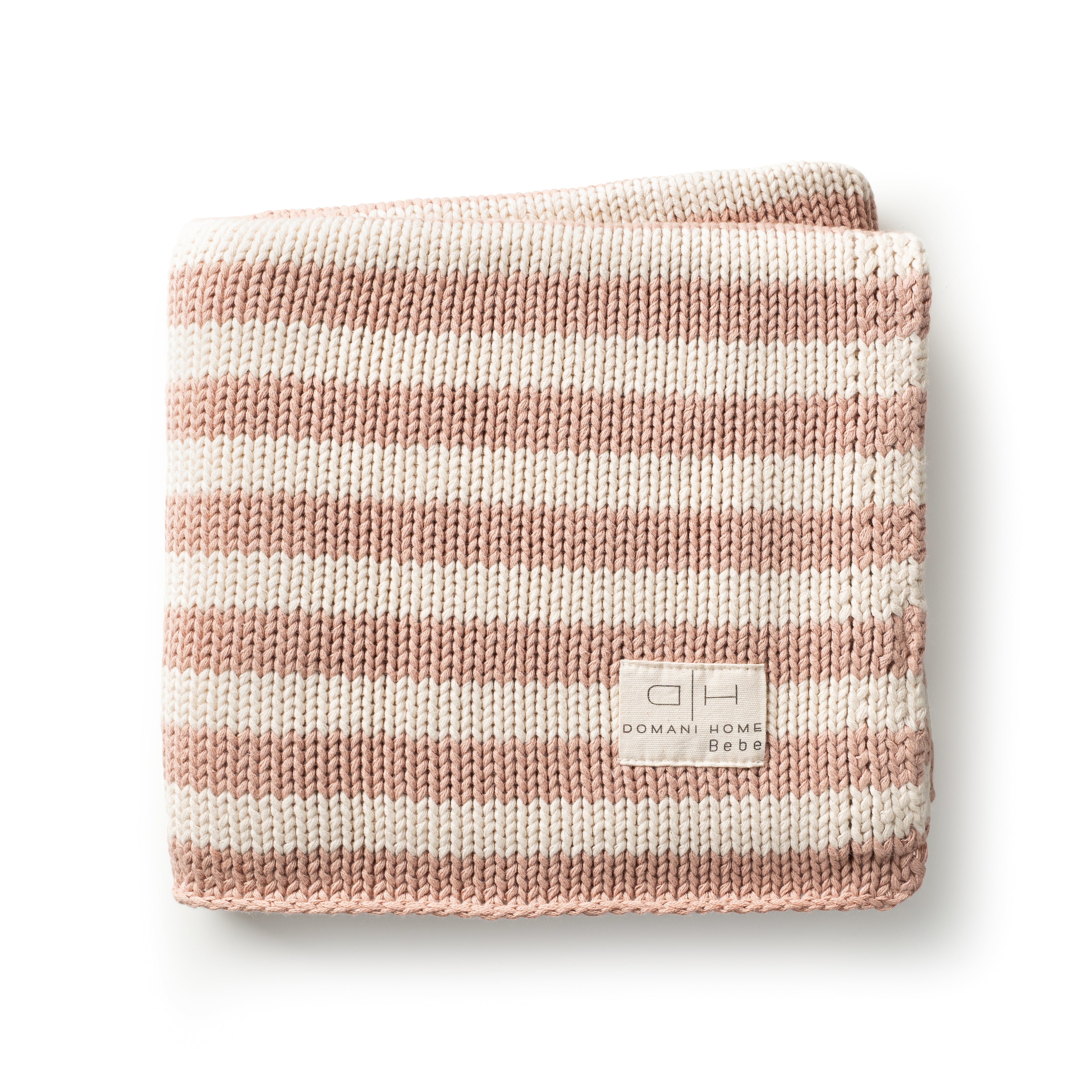 DH Iconic Stripe Knit Baby Blanket Blush