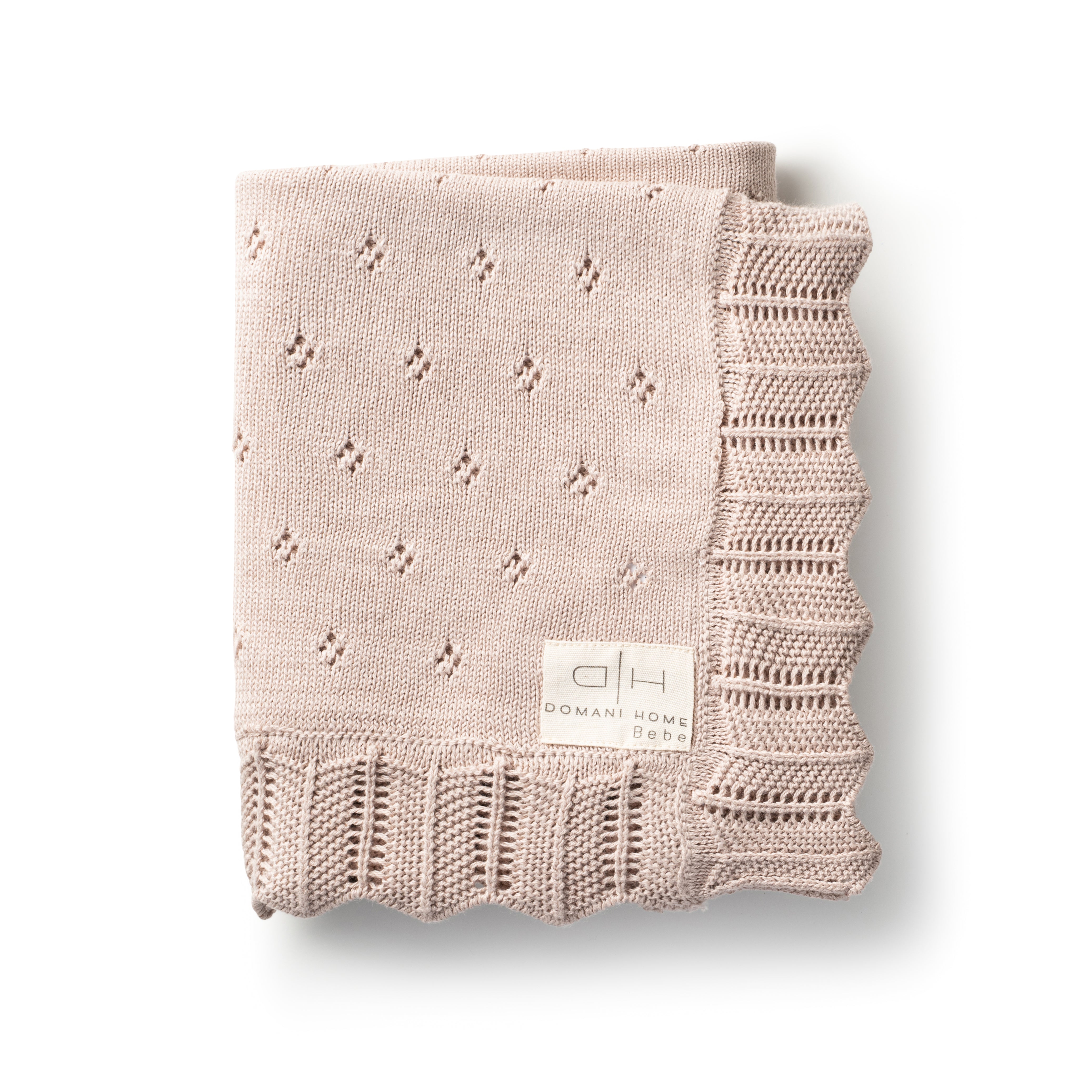 DH Scalloped Pointelle Blanket Blush Pink Rice
