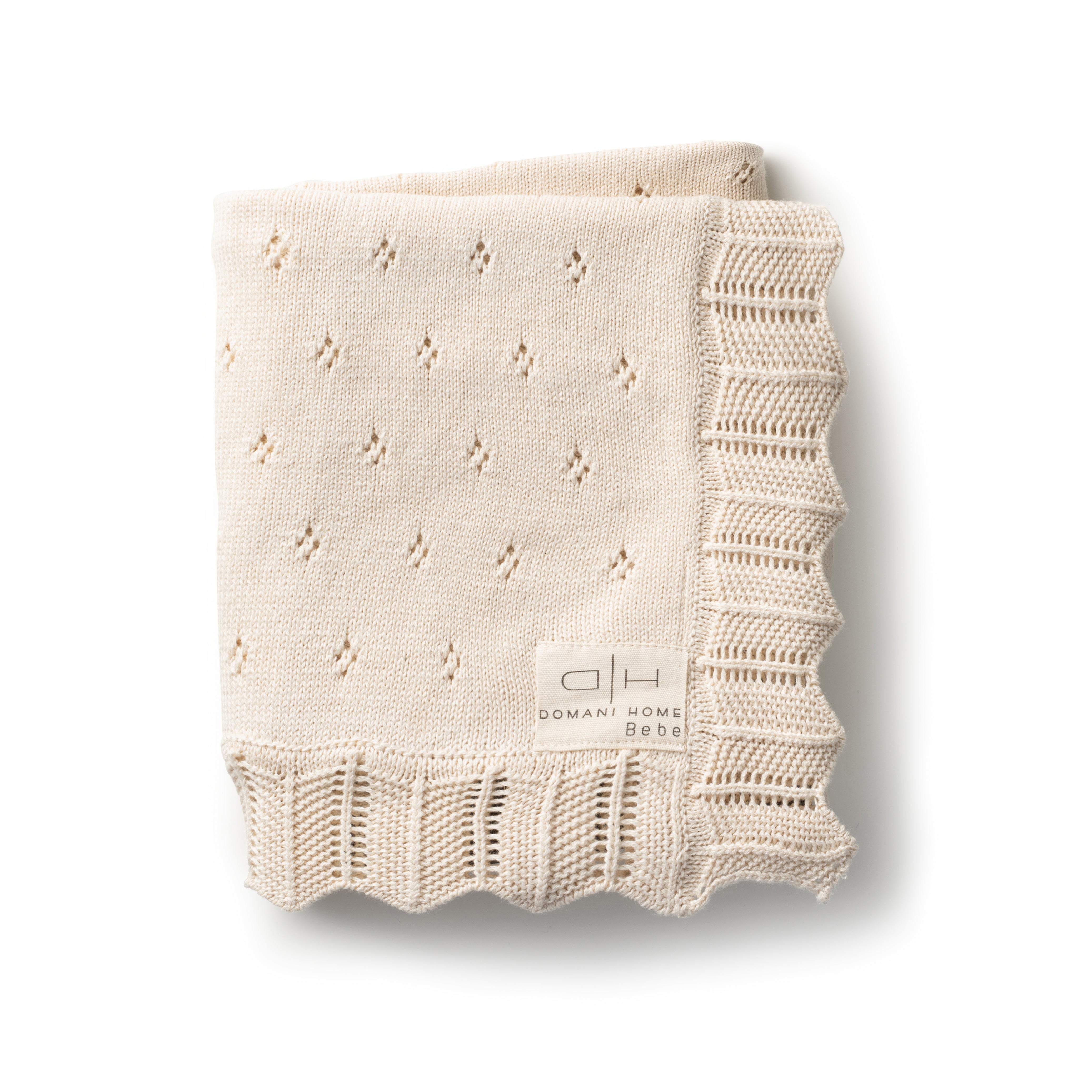 DH Scalloped Pointelle Blanket Natural