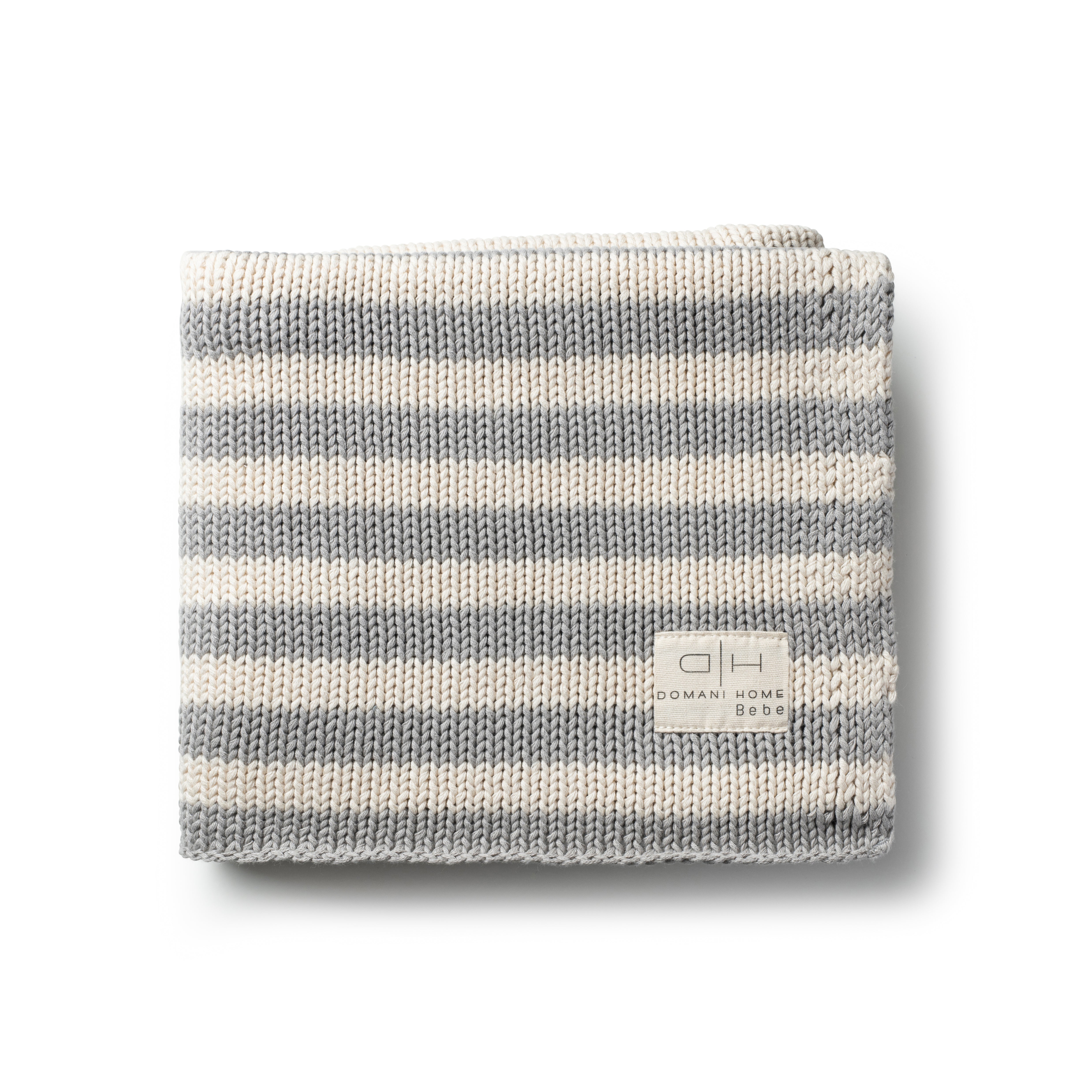 DH Iconic Stripe Knit Baby Blanket Cool Grey