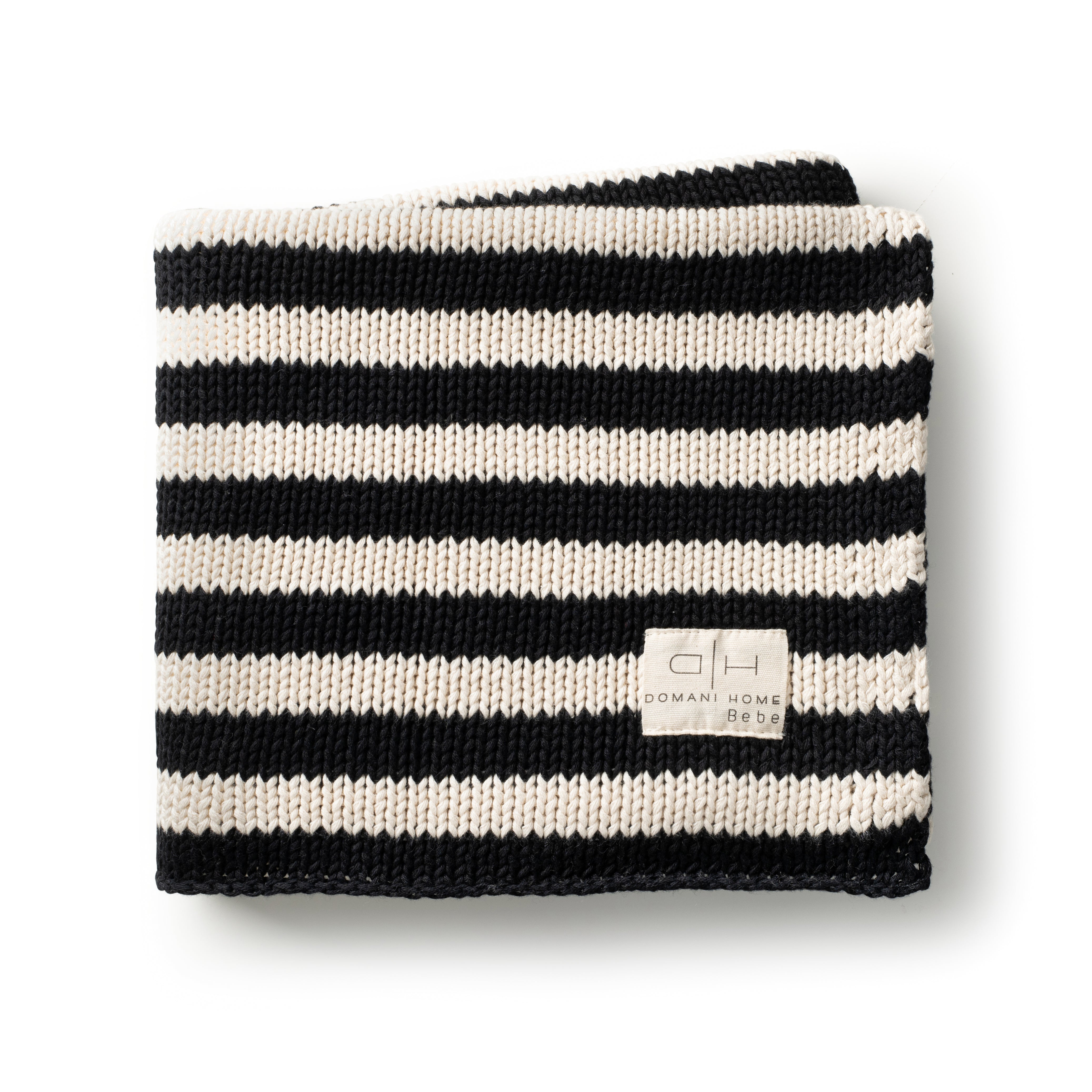 DH Iconic Stripe Knit Baby Blanket Black