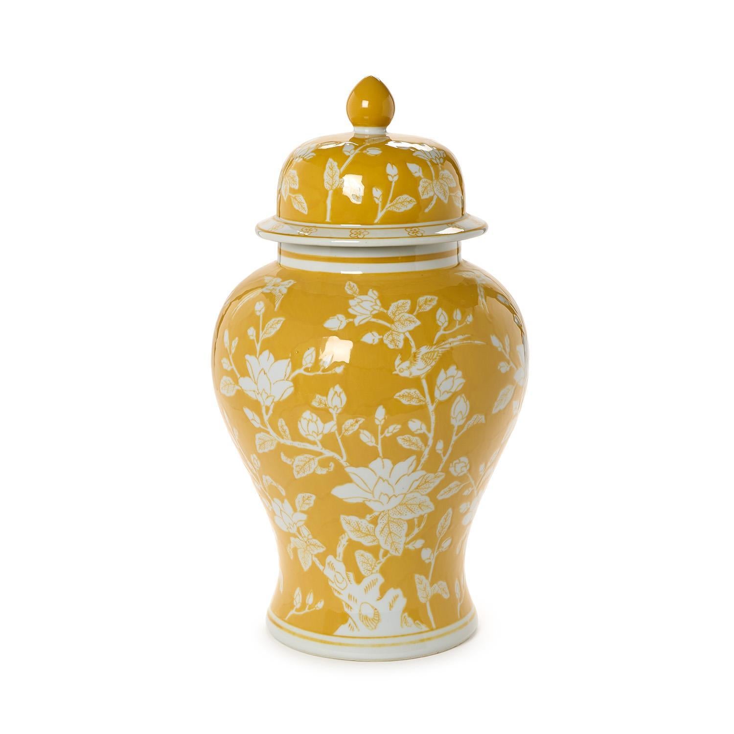 Yellow and White Temple Jar