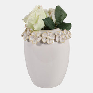 Floral Applique Ivory Vase