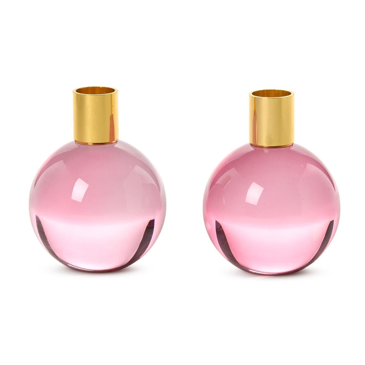 Set of 2 Color Pop Taper Candlestick Candleholders