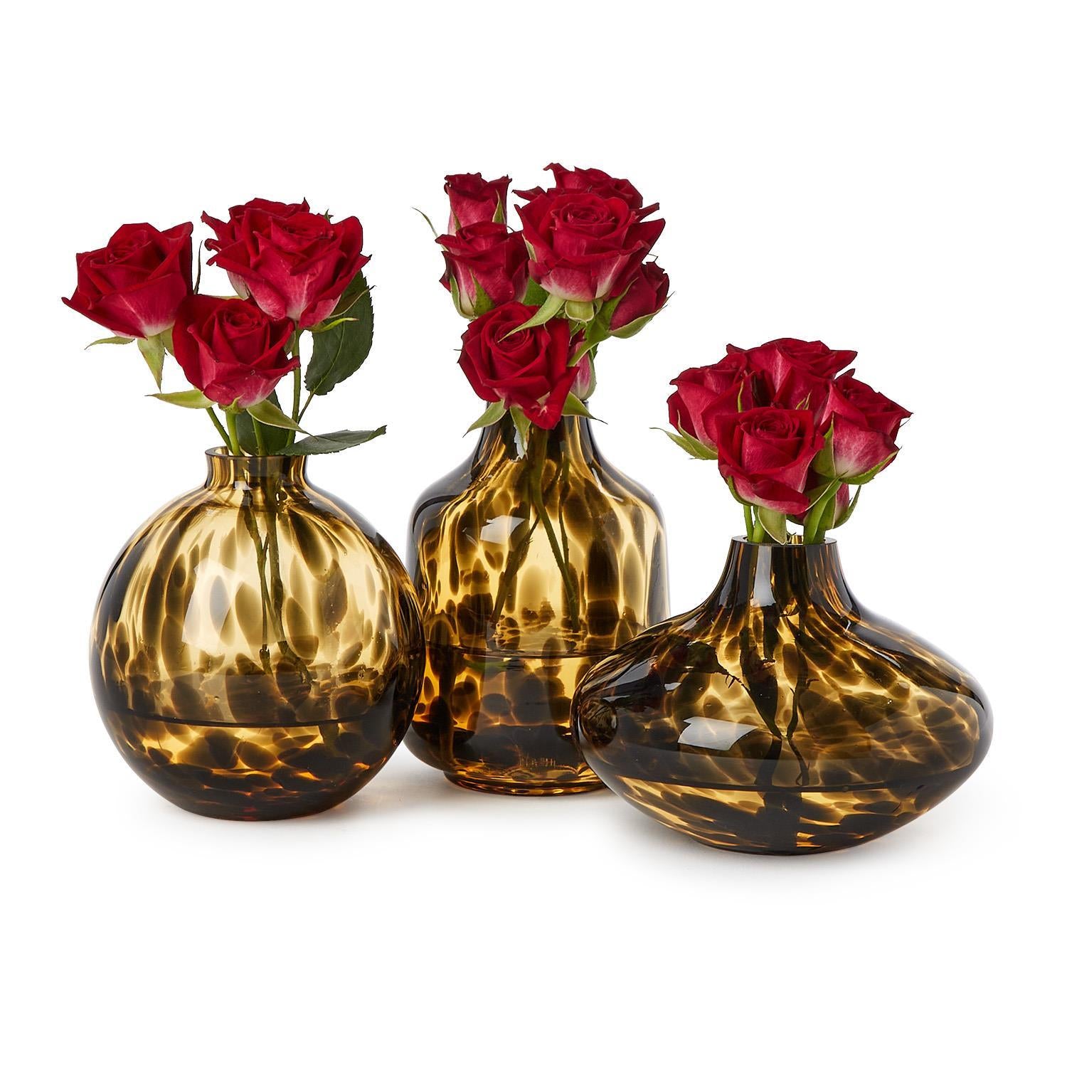Set of 3 Tortoise Print Vases