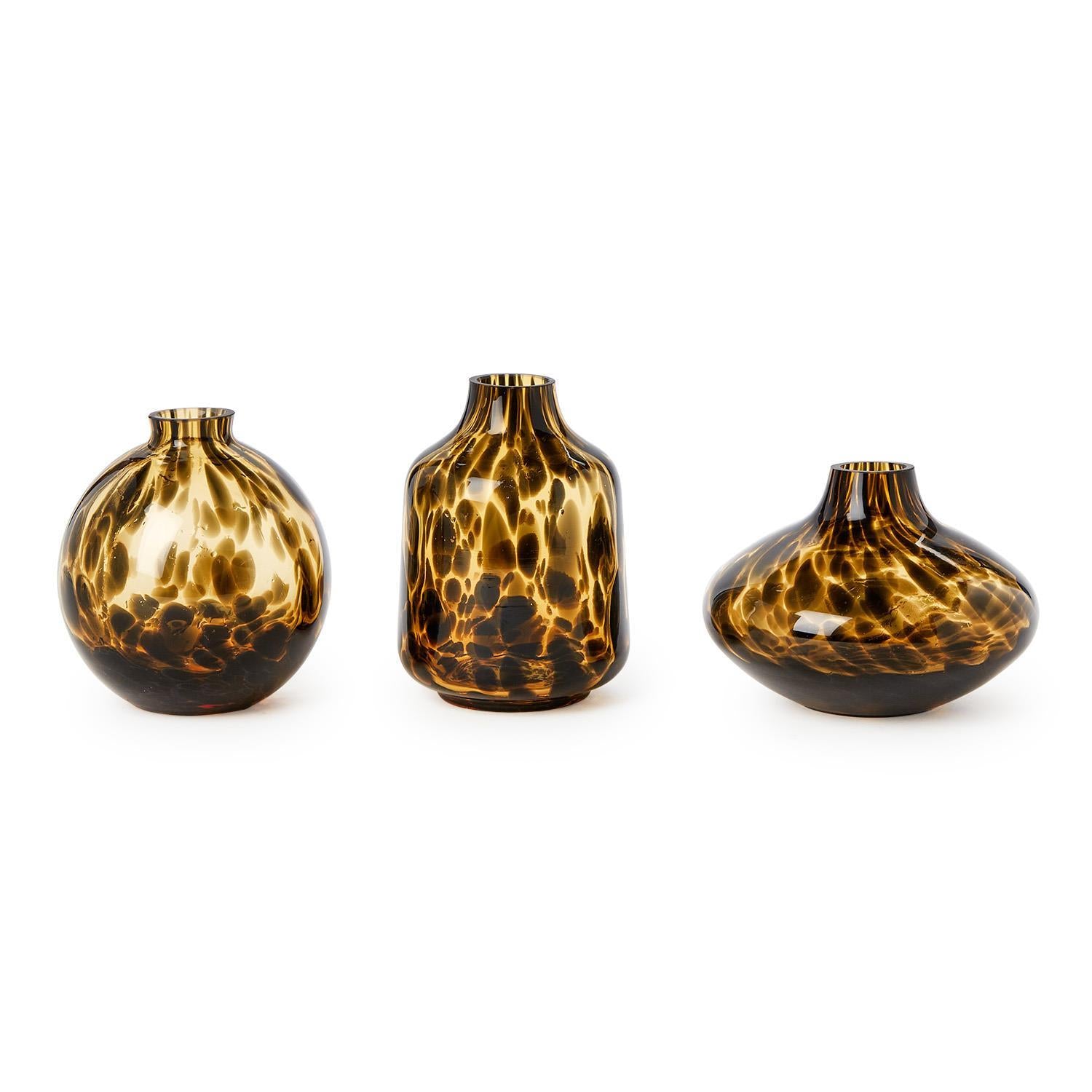 Set of 3 Tortoise Print Vases