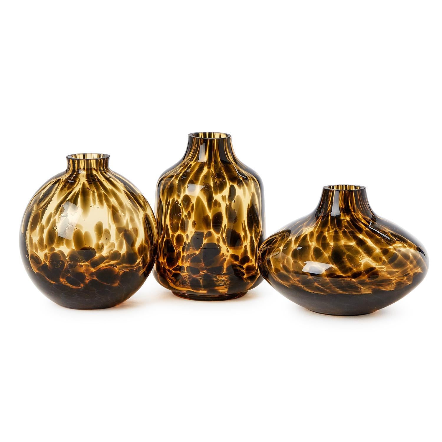 Set of 3 Tortoise Print Vases