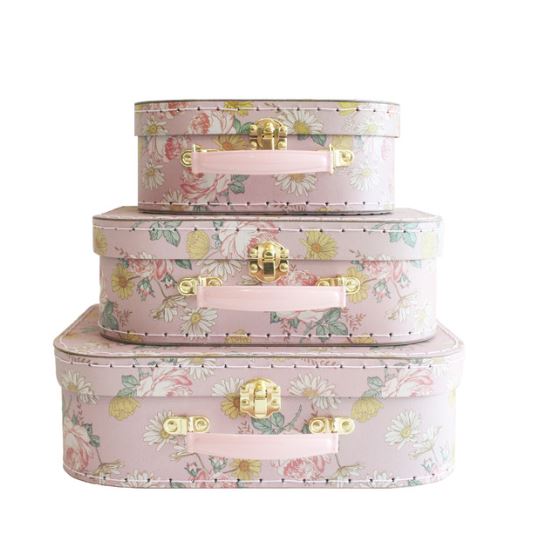Floral Suitcase Storage Boxes & Decor