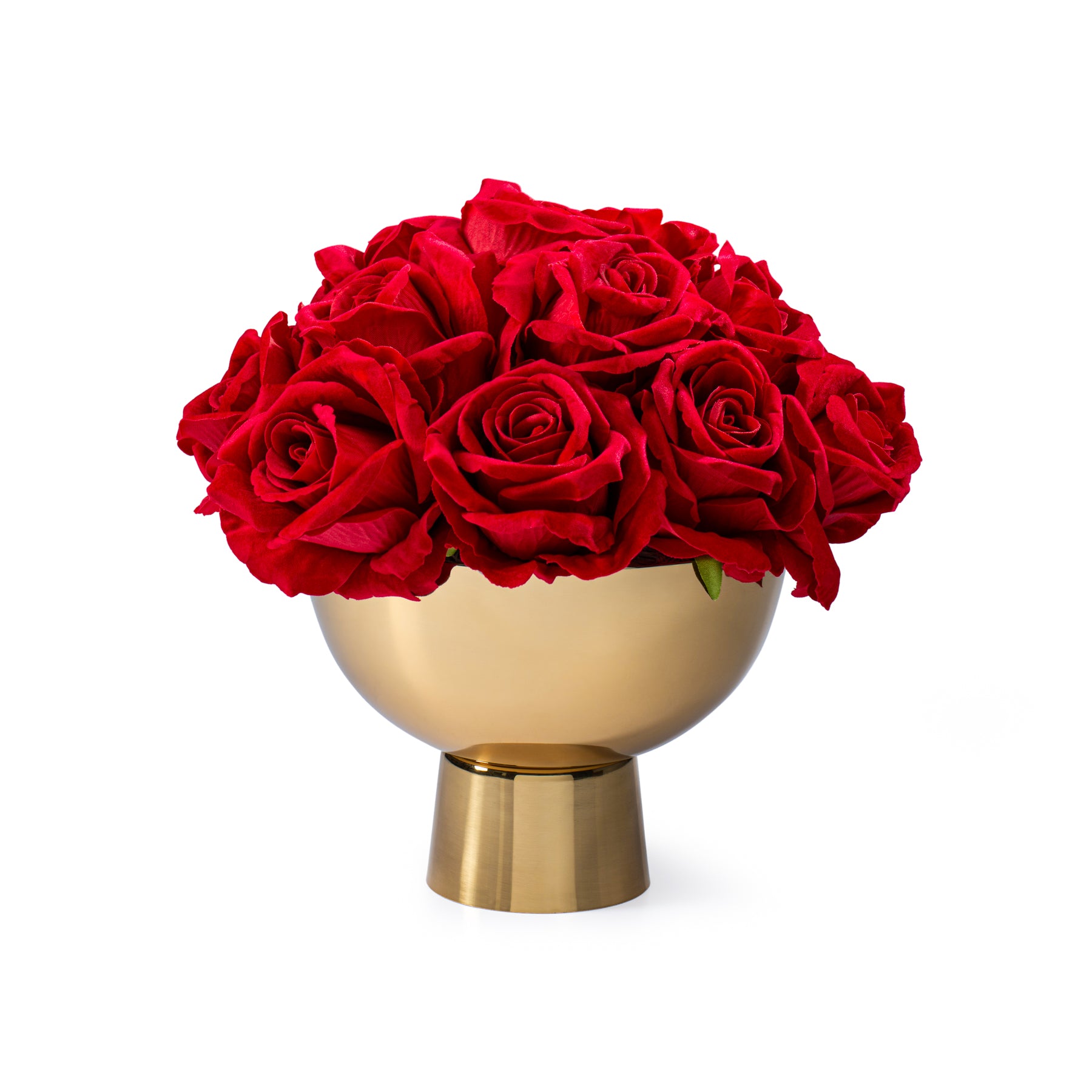 Gold Pedestal Red Rose Floral