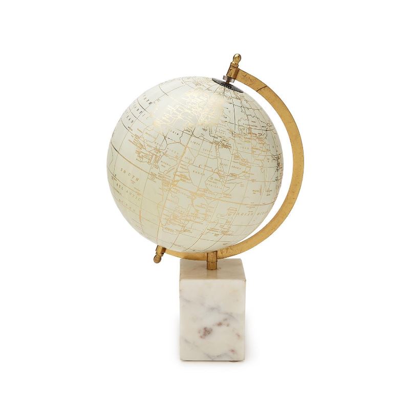 Golden White Globe on Marble Base