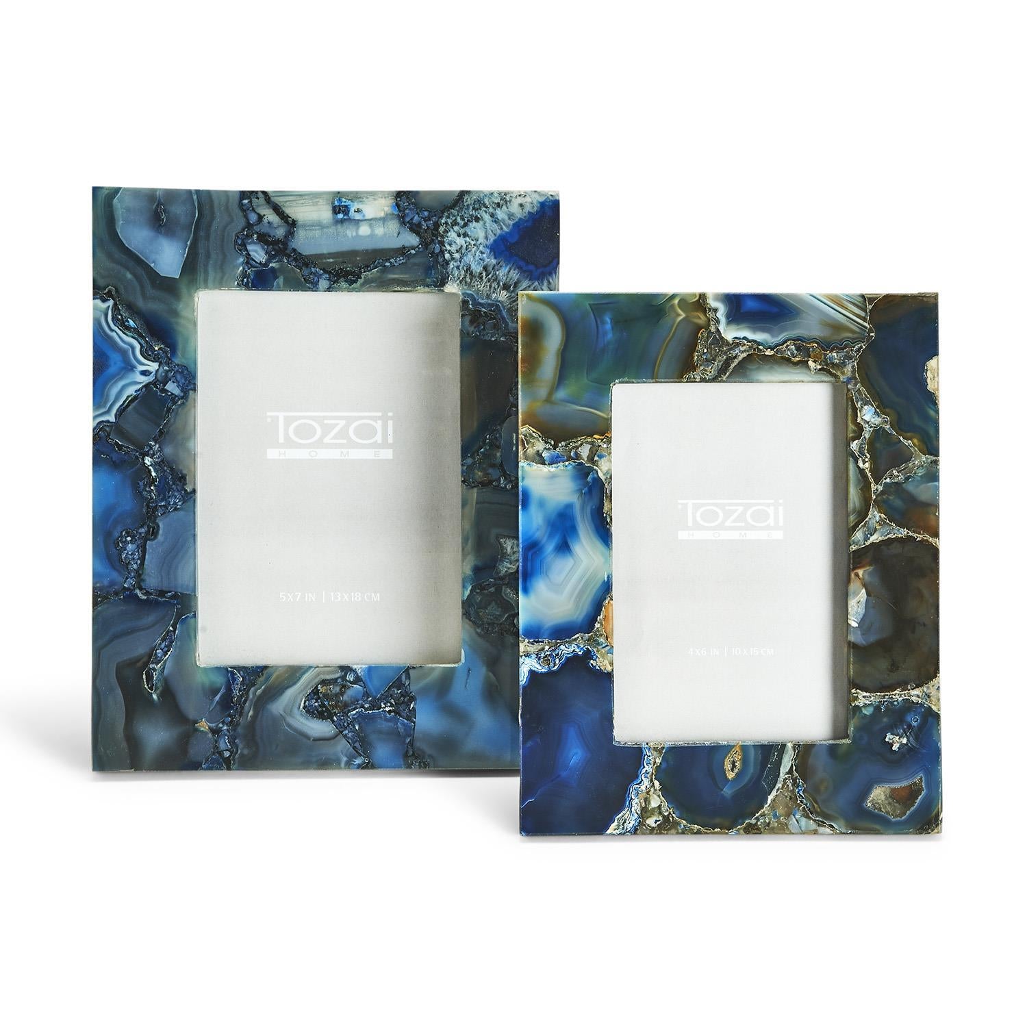 Set of 2 Genuine Blue Agate Photo Frame