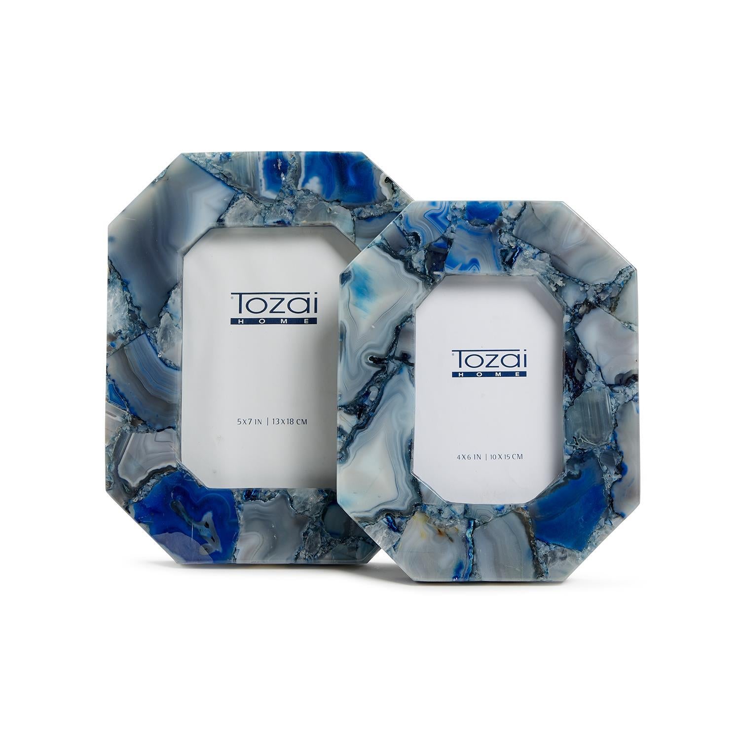 Blue Agate Photo Frame Set Of 2