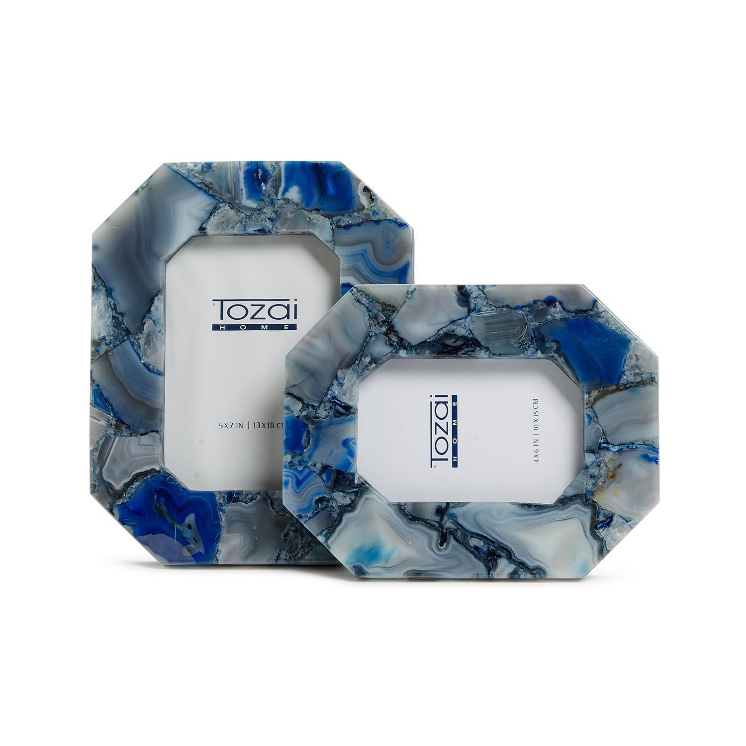 Blue Agate Photo Frame Set Of 2
