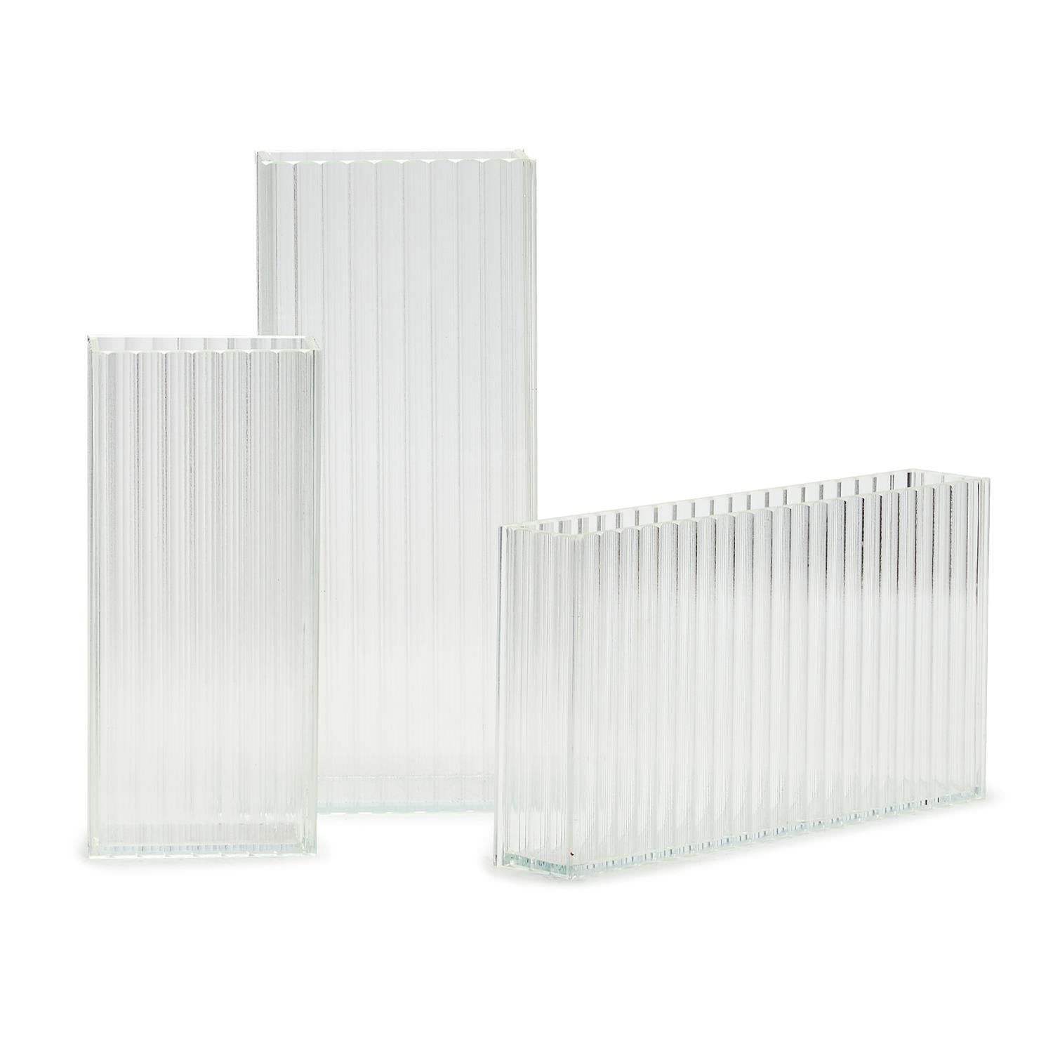 Reeded Ribbed Vases Set Of 3