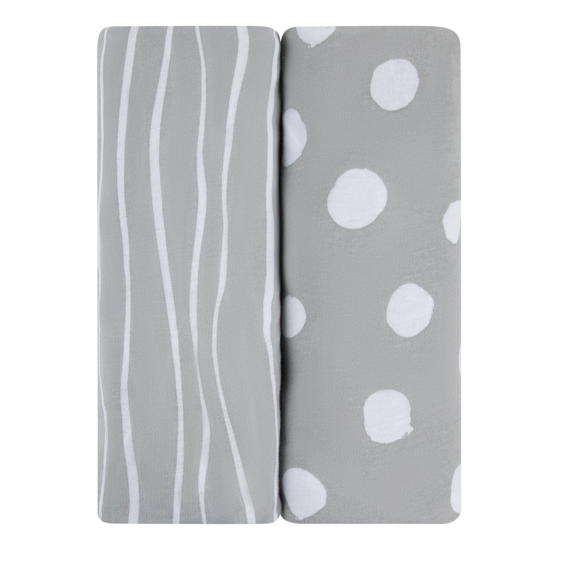 Gray Stripes & Dots Crib Sheet Set