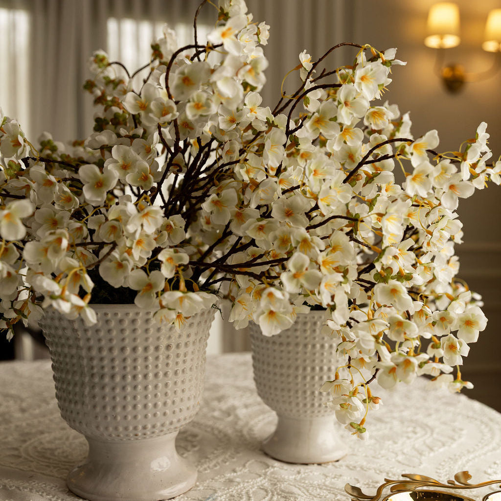 DH Cherry Blossom in Beaded Ceramic Pedestal Vase