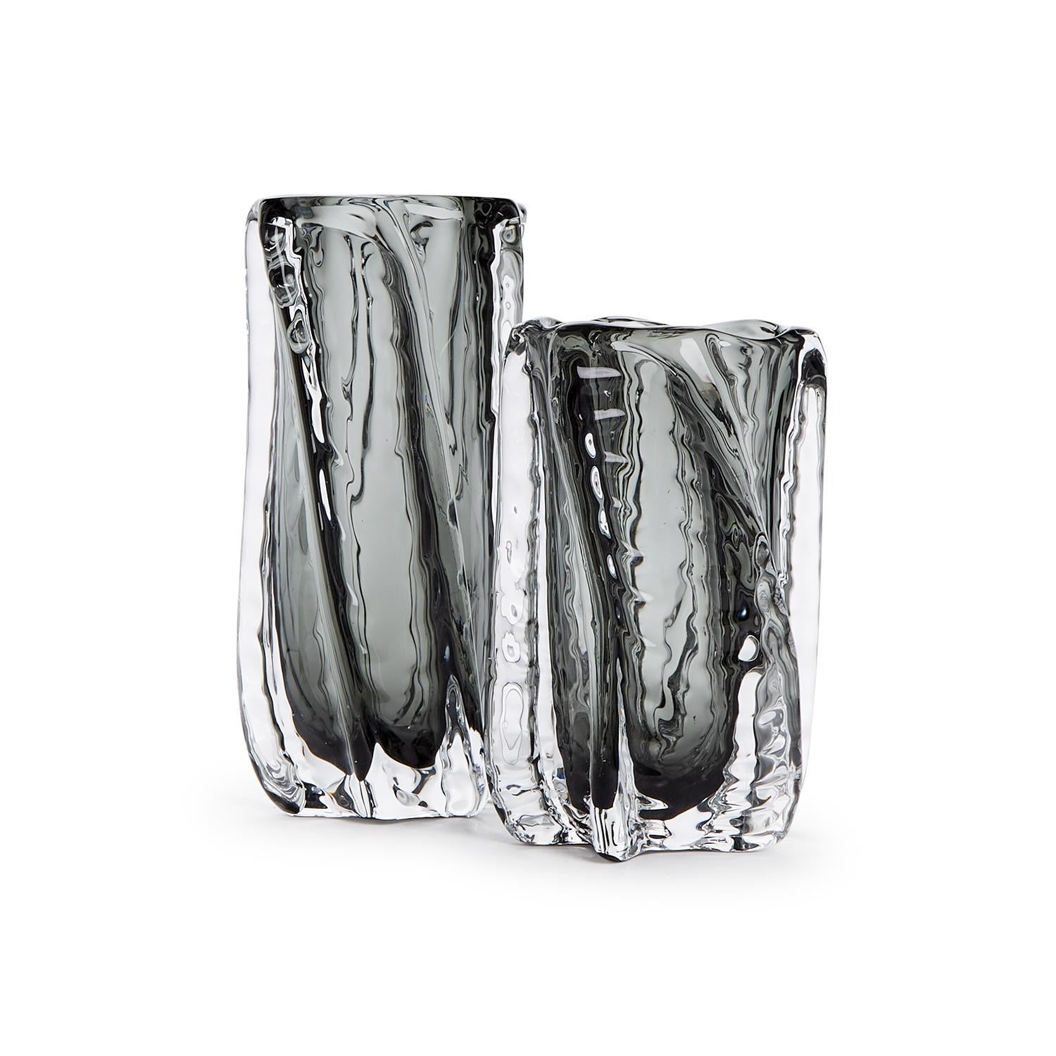 S/2 Vendome Smoke/Clear Art Glass Vase