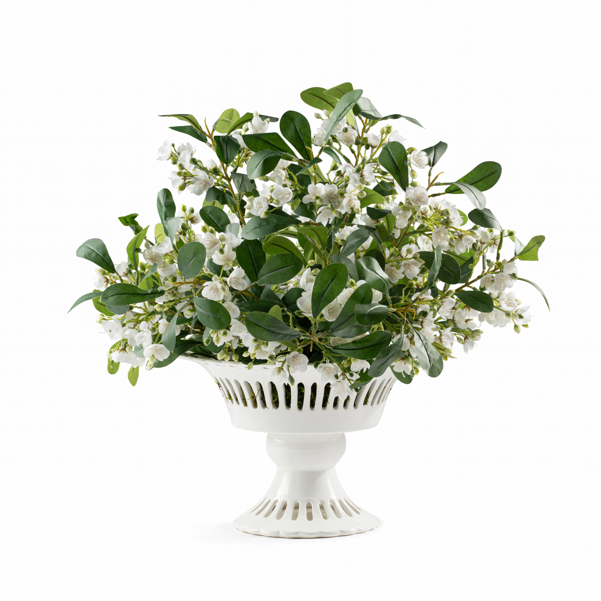 DH Bud Leaves in Lace Ceramic Pedestal Vase