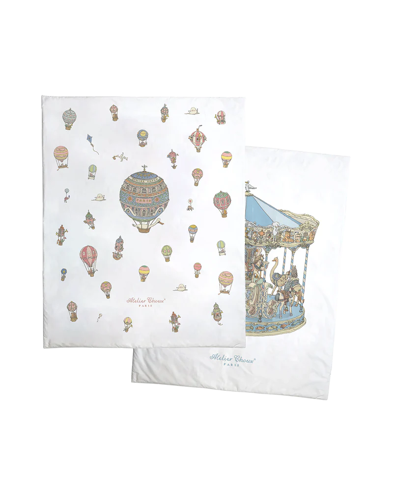 Atelier Choux Reversible Quilt Carousel Blue/ Hot Air Balloon