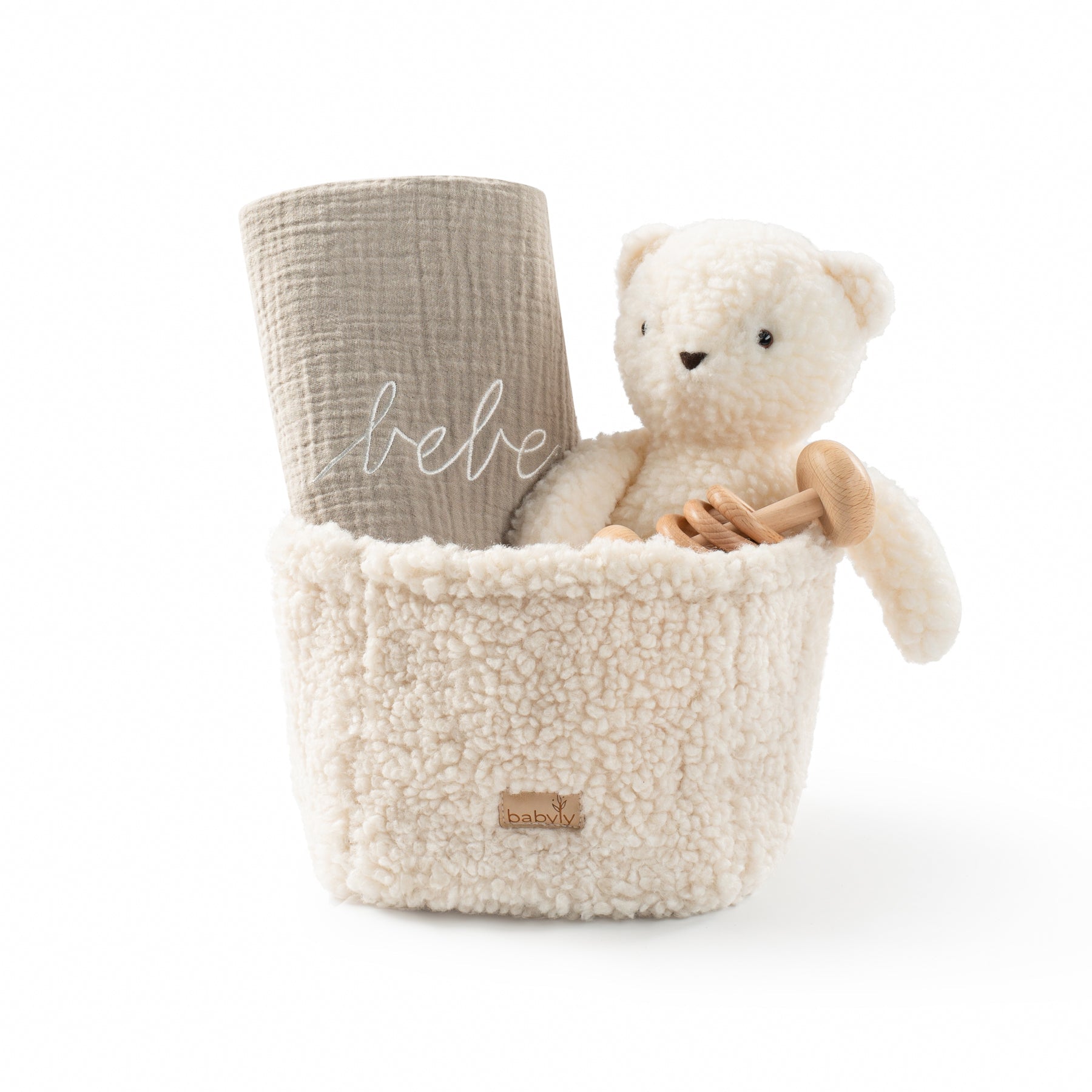 Sherpa Teddy Basket Gift Set