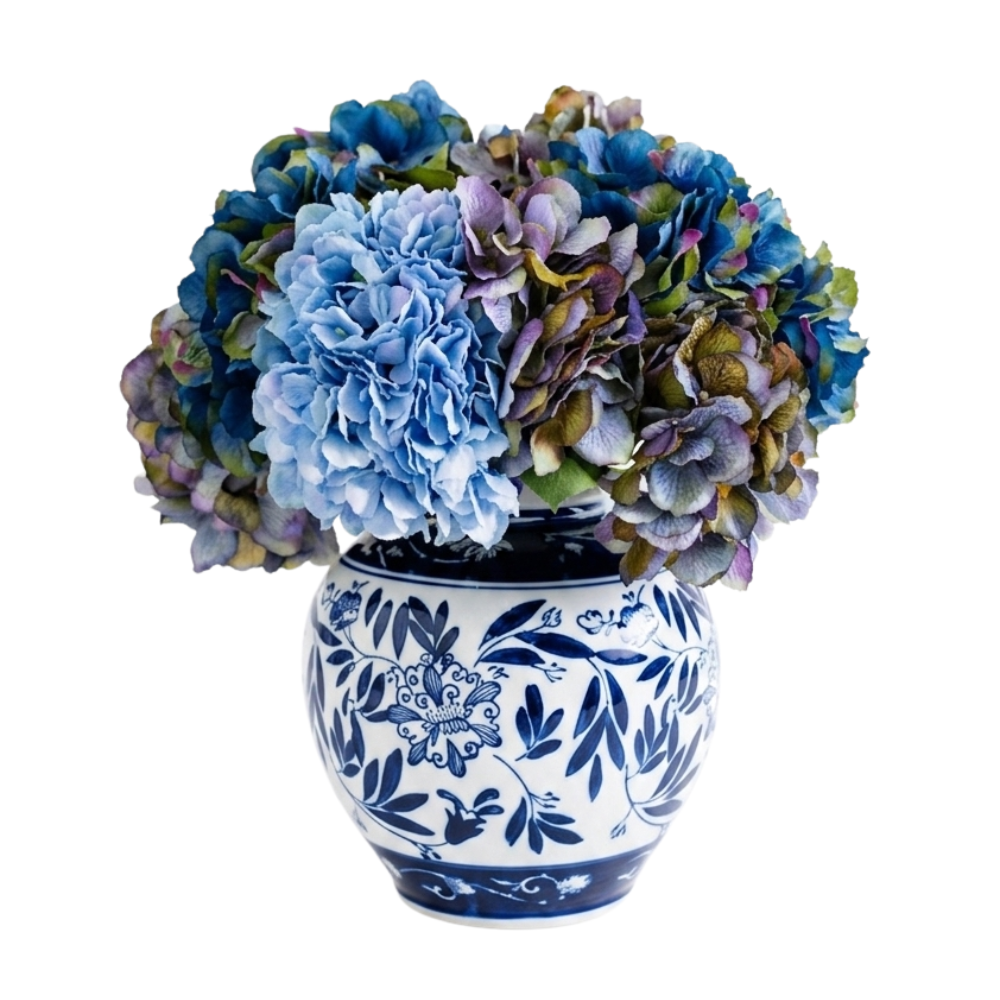 DH Real Touch Hydrangea in Blue White Vase
