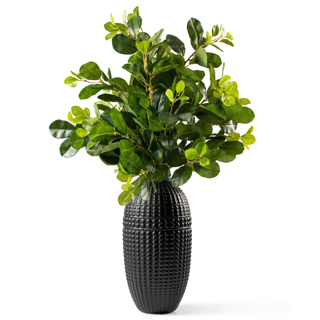 DH Oriental Ficus Textured Black Vase