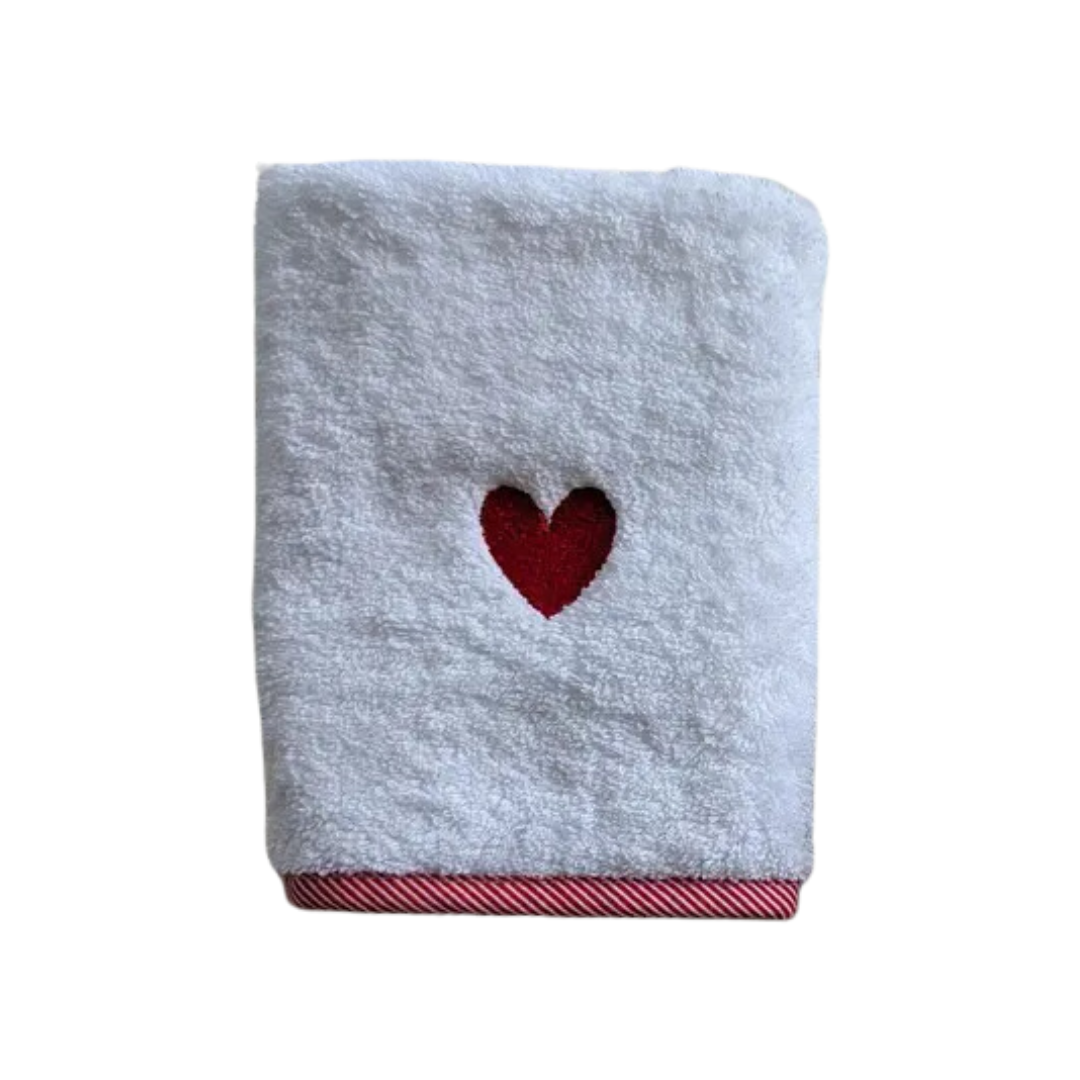 Embroidered Heart Face Towels