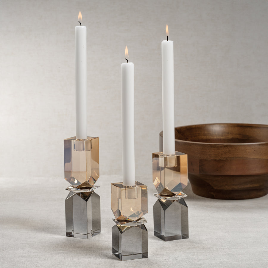 Two-Tone Crystal Candle Holder