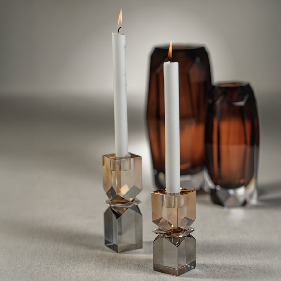 Two-Tone Crystal Candle Holder