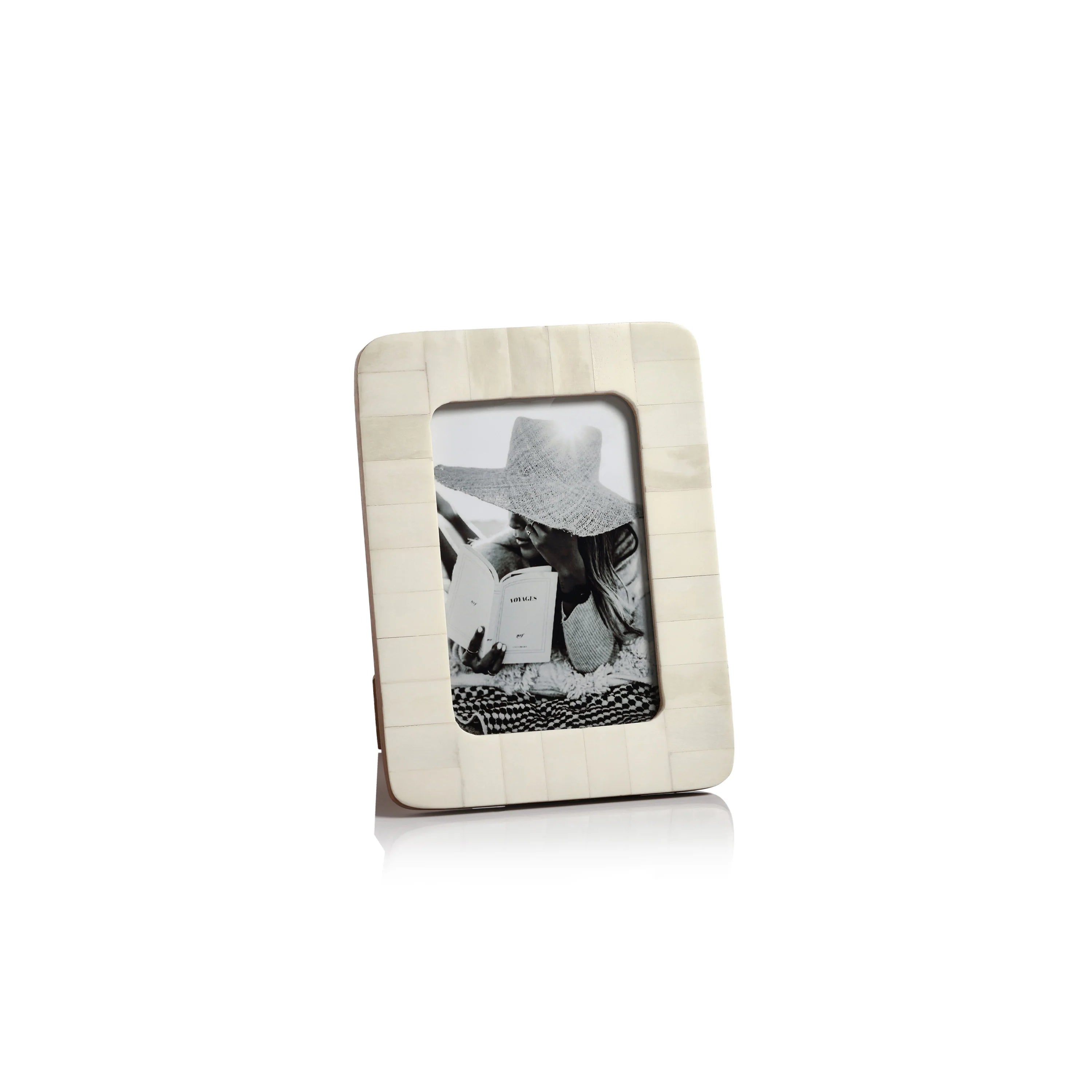 Côte d'Ivoire White Bone Inlay Photo Frame with Rounded Corners