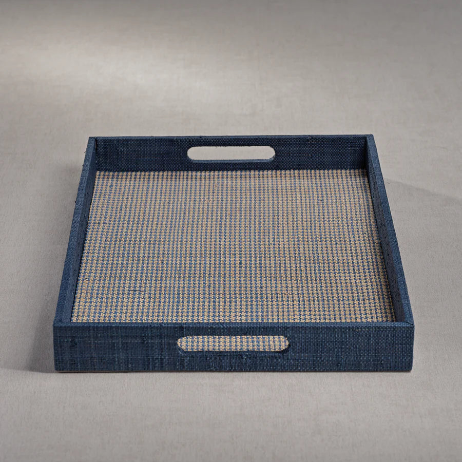 Houndstooth Raffia Tray