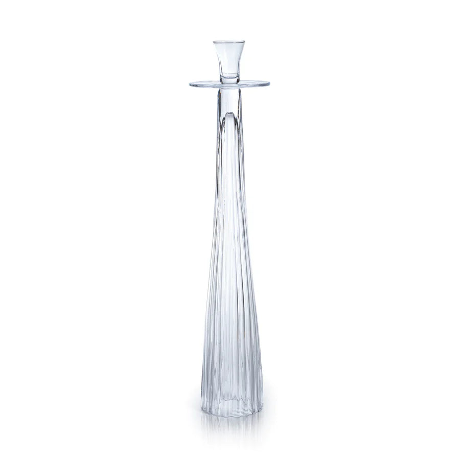 Tall Ribbed Glass Taper Holder