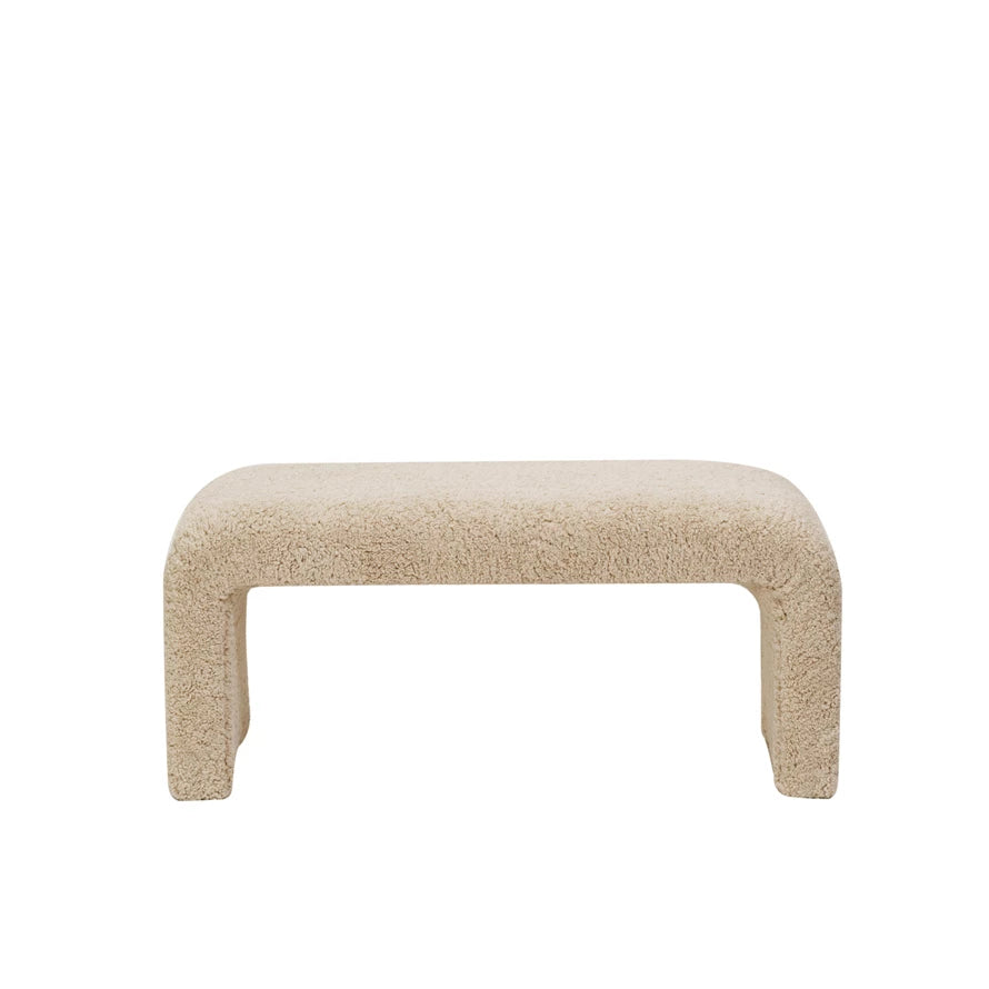 Bouclé Fabric Upholstered Waterfall Bench