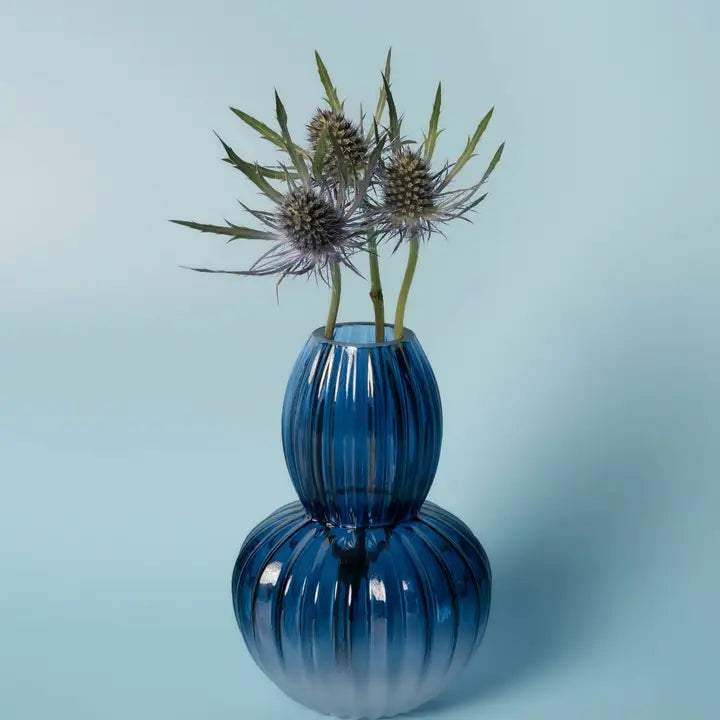 Ridged Frosted Vase