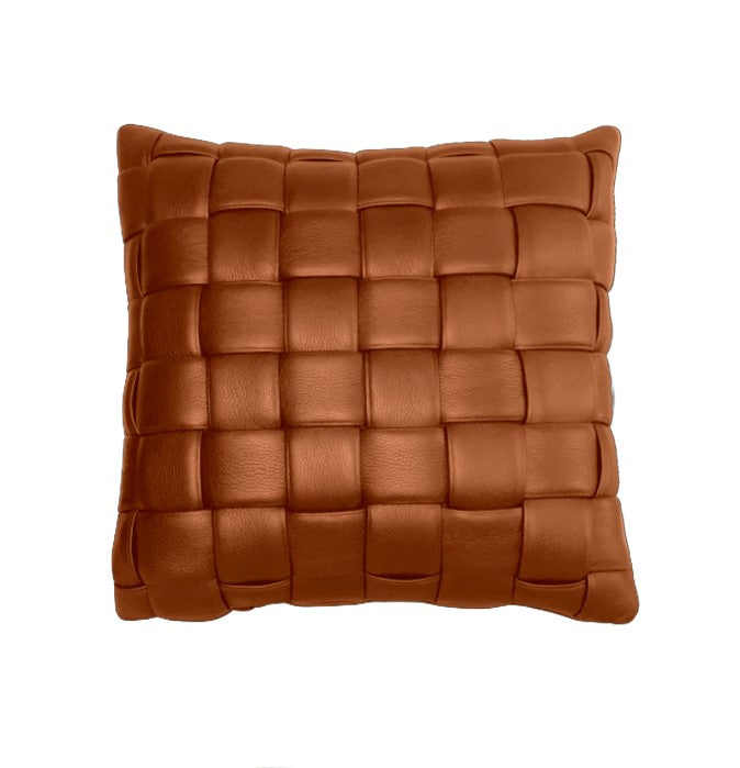 Koff Square Woven Leather Accent Pillow