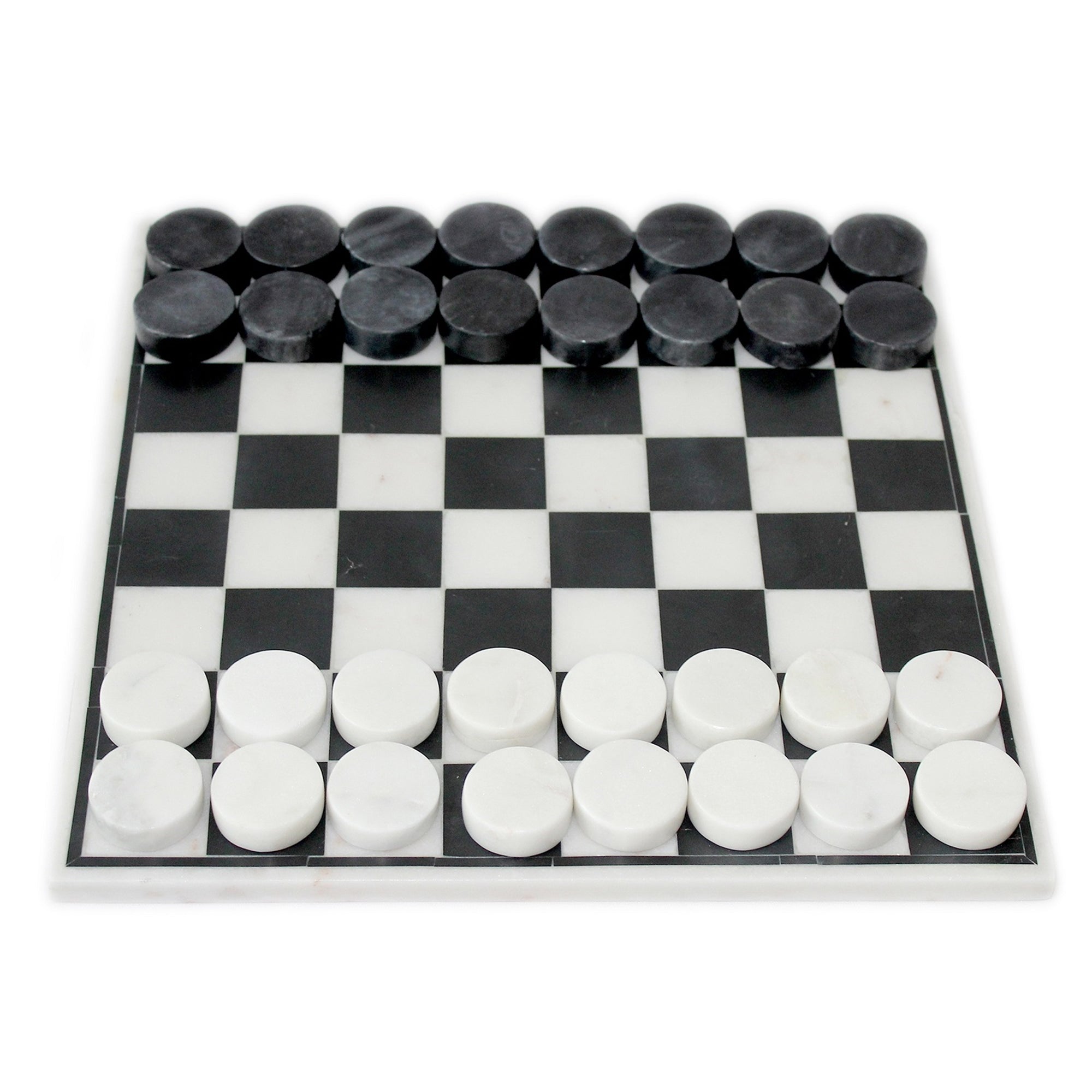 Inlaid Marble Checkers Set
