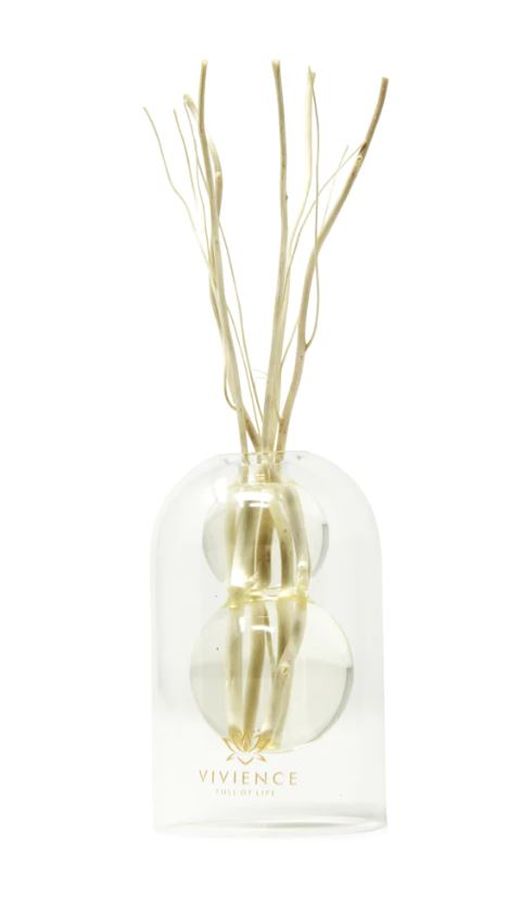 Clear Reed Diffuser with White Circular Inlay